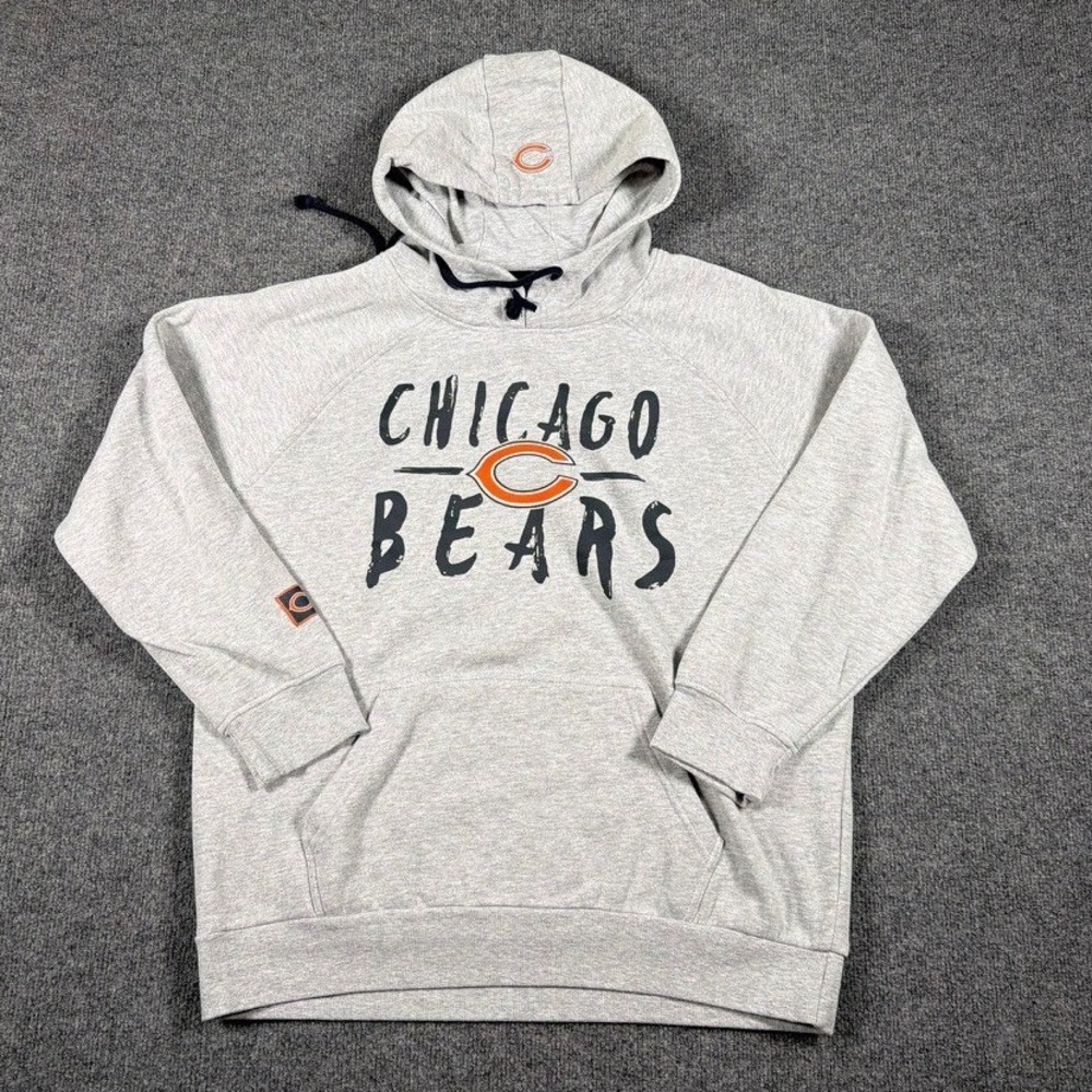 Chicago Bears Mens Hoodie XL NFL Team Apparel Gray Graphic Raglan Distressed